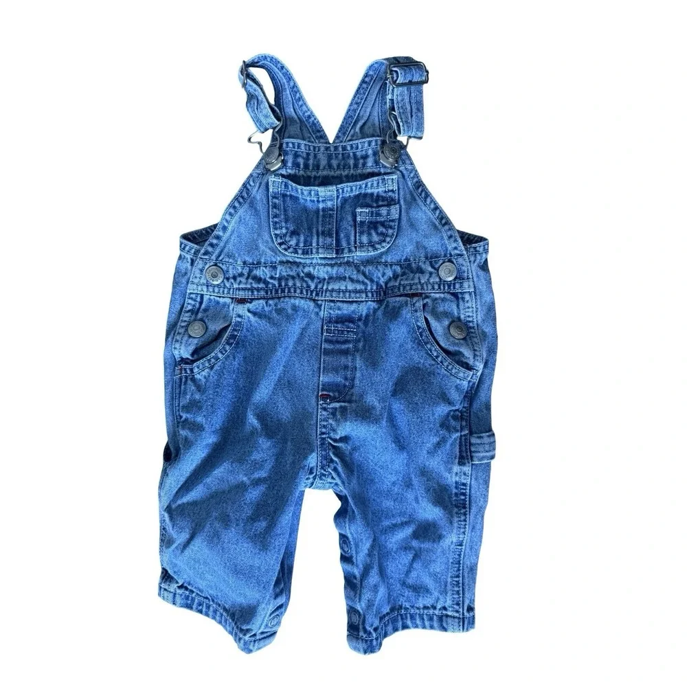 Vintage Baby Gap Denim Overalls Size 0-3 Carpenter Jeans Bib Blue Cotton Y2K